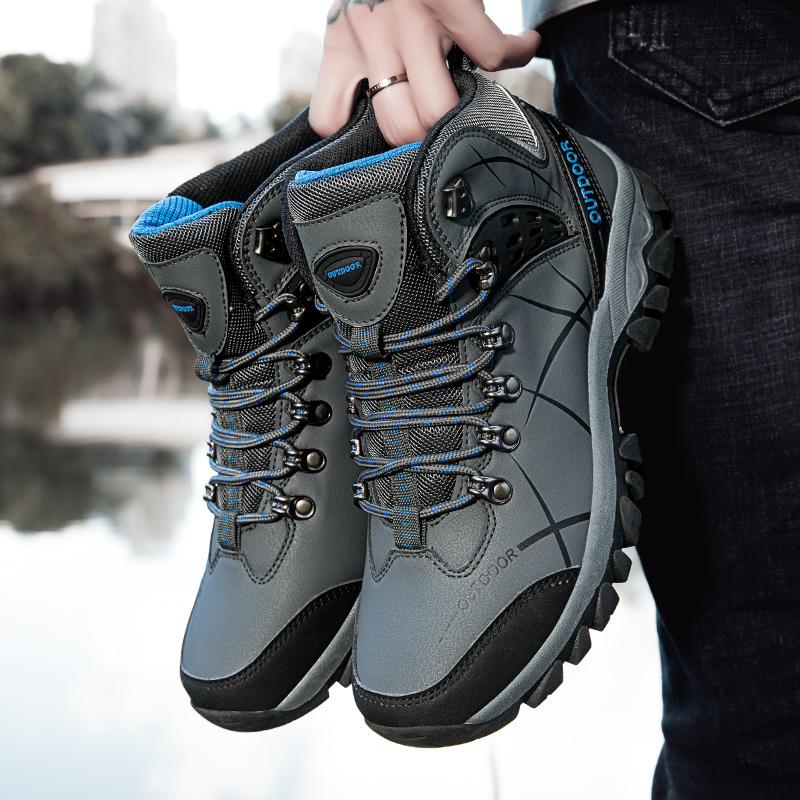 Large Size 46 Super Warm Men's Hiking Boots Winter Trekking Tourism Shoes Wear-resistant Tactical Sneakers Women Mountain Boots