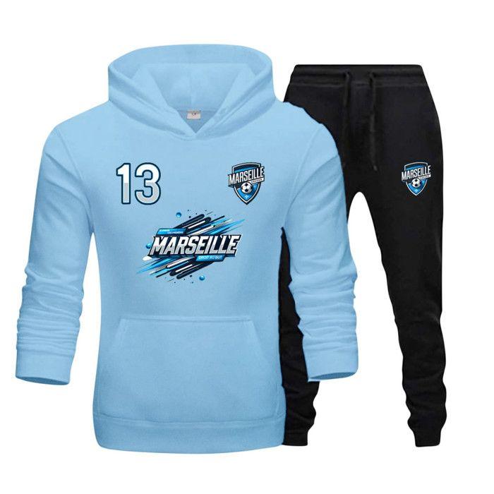 Jogging Survêtement foot Marseille enfant mixte bleu ciel navy - - Bleu