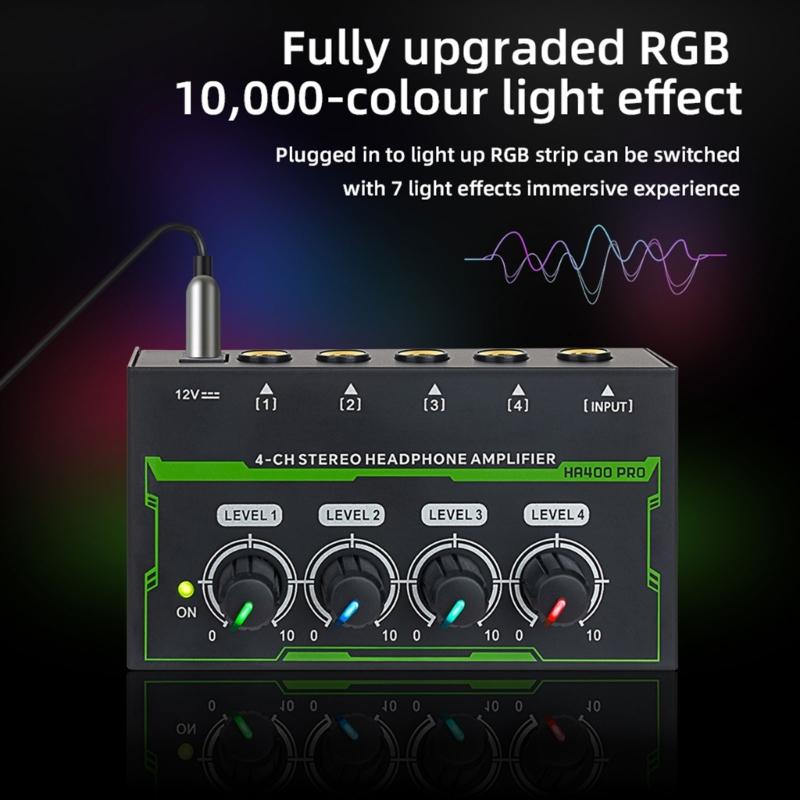 4 Channel Headphone Amplifier for Mixers Headphone Mixers Amplifier Headphone Splitter LED Headphone Amplifier Splitter