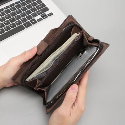 Длинный текстурированный мужской кошелек на молнии большой вместимости мужская портативная сумка для мобильного телефона клатч простая сумка кошелек