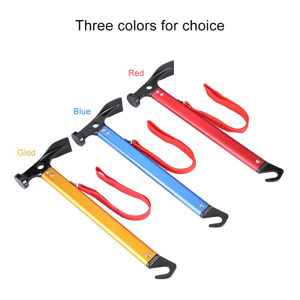 3 Colors Portable Aluminium Alloy Handle Outdoor Camping Hammer Tent Peg Stake Puller