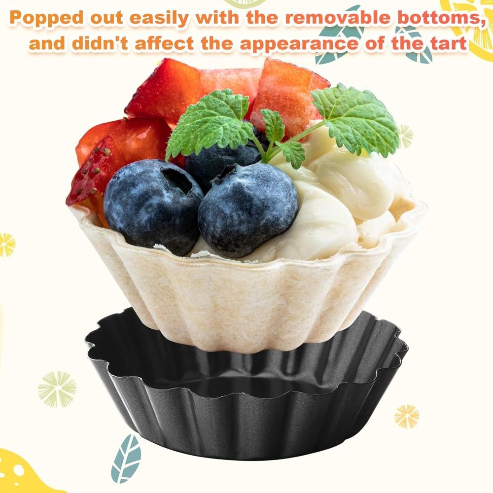 Мини-формочки для тартов 8 см Формочки для яичных тартов со съемным дном Антипригарные маленькие гофрированные формочки для кексов Форма для тартов, киша для пирогов