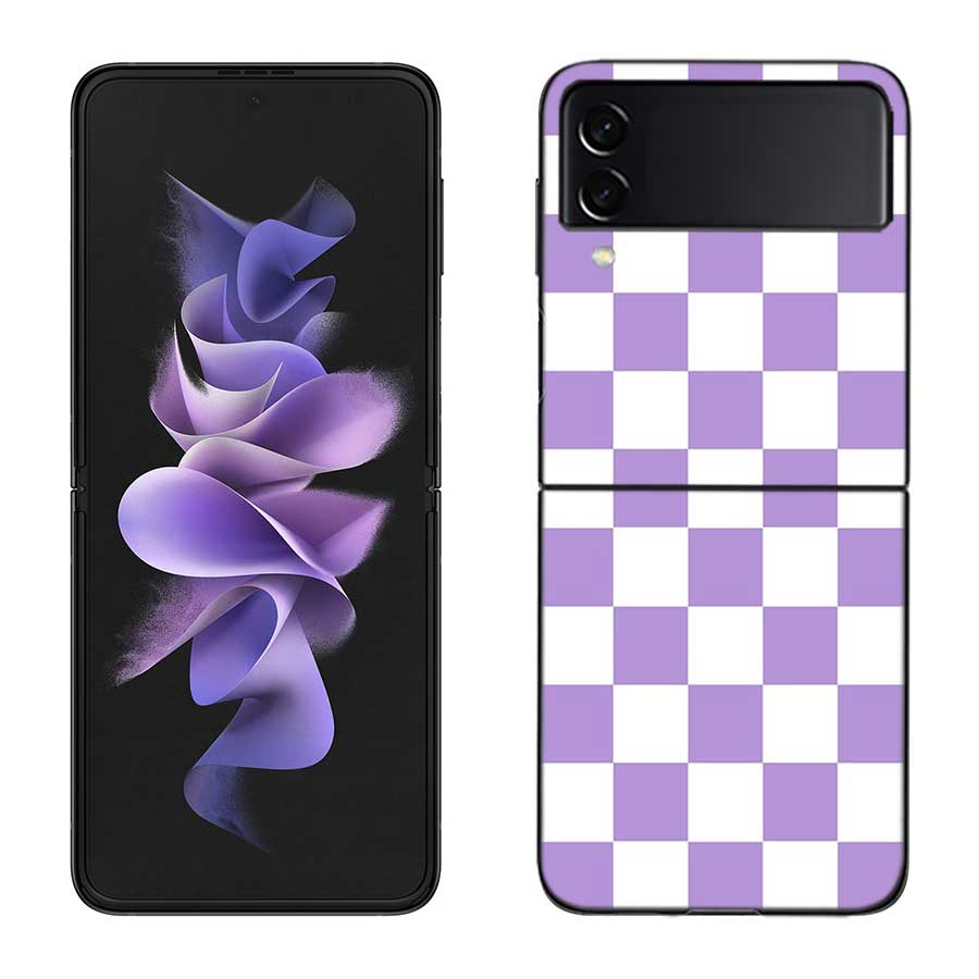Retro Classic Chess Board Grid Phone Case For Samsung Z Flip 7 6 5G Galaxy Z Flip 5 4 3 Black Hard Cell Cover Luxury PC Shell C