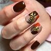 Press On Nail Autumn Winter Brown Tones Gold Glitters Tip Artificial Nail Durability ABS Build Assorted Size Salon Styles