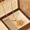 Women's French Light Luxury Vintage Stainless Steel Twist Chain Flower Diamond-studded Pendant Necklace
