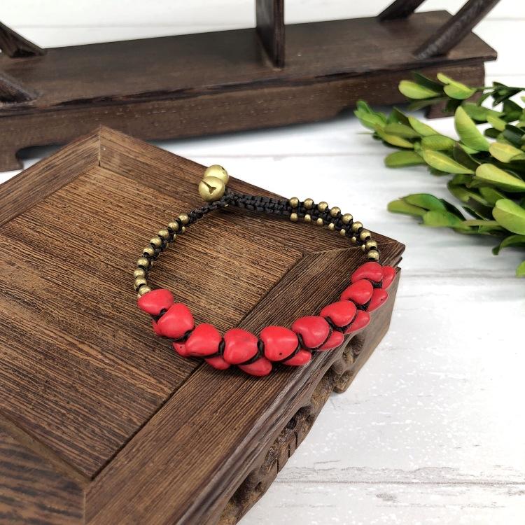 BLINGBAY Женский браслет из бисера Ретро браслет в непальском стиле Нефритовый агат Браслет-колокольчик ручной работы Женственные и универсальные украшения в этническом стиле