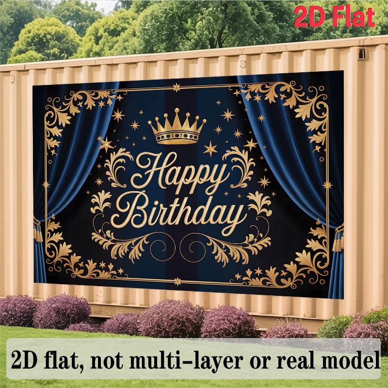 Birthday Party Banner, Elaborate Polyester Backdrop Wall Decor for Celebration