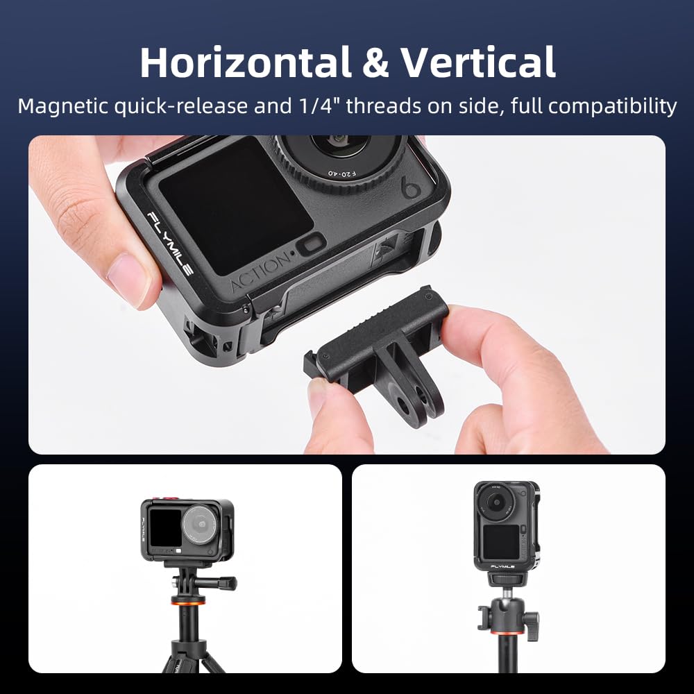 Taoricup DJI Osmo Action 6 Рамка Крепление Клетка Защитная Рамка Аксессуар Защитная Крышка для DJI Osmo Action 6 Action Одностраничная Черная Камера,