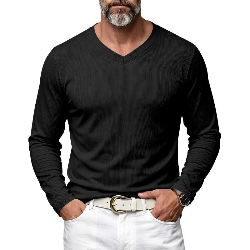 Men S Casual V Neck Long Sleeve Pullover Basic T Shirt