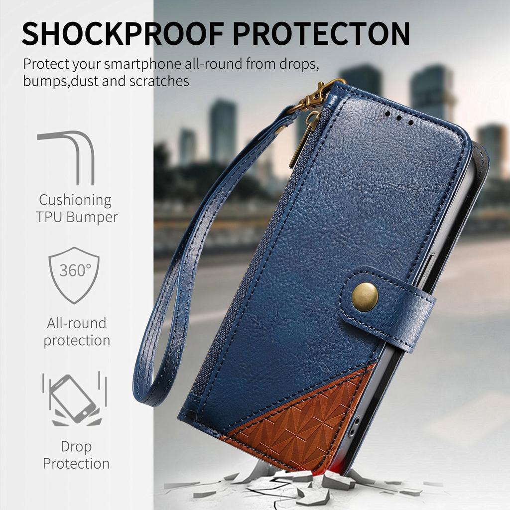 Leather Wallet Flip Case for Samsung Galaxy A17 A16 A15 A14 A13 A12 A07 A06 A05 A05S A04S Phone Cover Detachable Wrist Strap