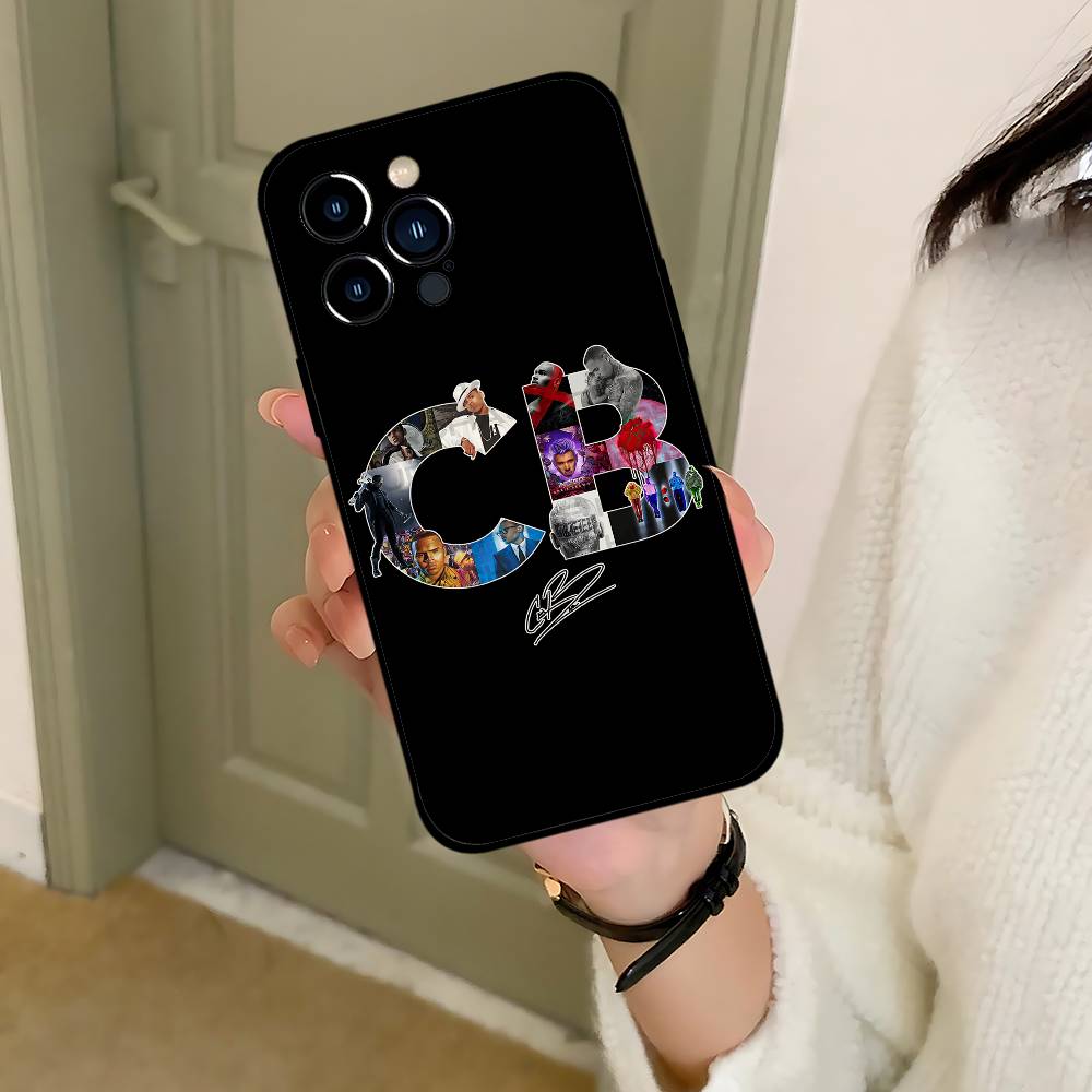 CB-Крис Браун-Черный чехол для телефона, подходящий для IPhone 17,16,15,11,13,14 Pro Max,Plus,X,Xr,Xs Max,13Mini