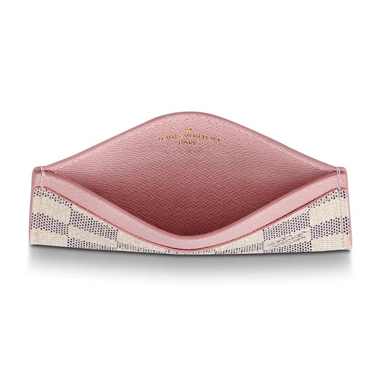 Louis Vuitton Ежедневный клетчатый холщовый кожаный держатель для карт Женские аксессуары Балетный-розовый N60286