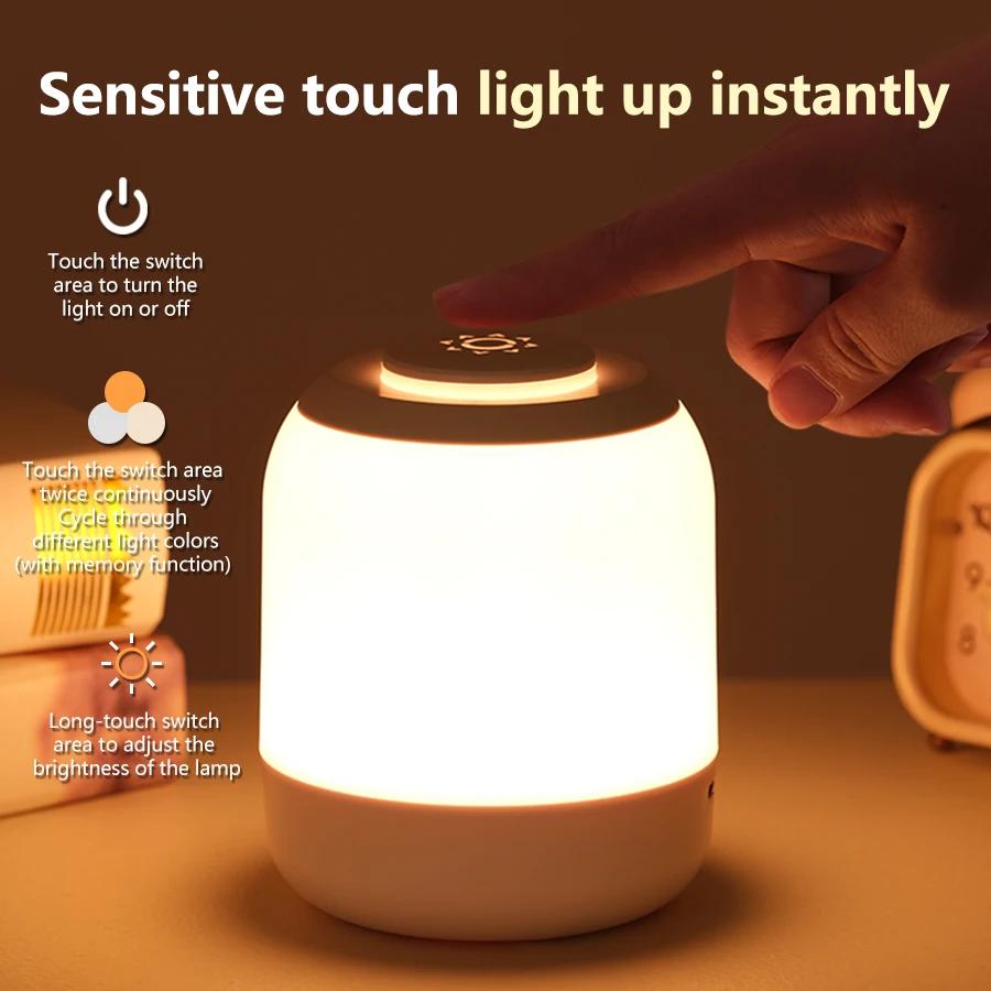 Светодиодный сенсорный ночник, настольная лампа, прикроватная лампа для стола с сенсорным управлением, 3 режима диммирования, для освещения гостиной, спальни, детские подарки