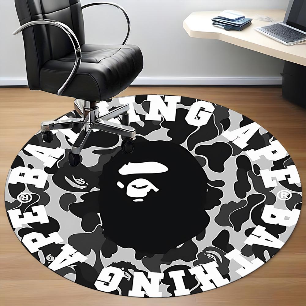 1 шт. Ковер BAPE Camo, Круглый, Нескользящий, Прочный, Большого размера, Офисный ковер, Подходит для офиса, Красивое украшение