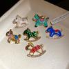 Jewelry Accessories Little Horse Brooch Rhinestone Animal Lapel Pins Retro Zodiac Pony Pin  Friends