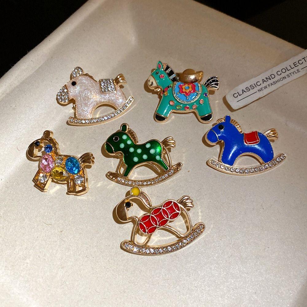 Jewelry Accessories Little Horse Brooch Rhinestone Animal Lapel Pins Retro Zodiac Pony Pin Friends