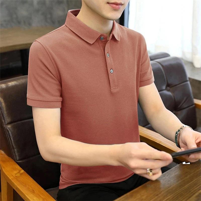 2025 Summer Short-sleeved Men's Business Light Luxury Breathable Solid Thin Lapel POLO Shirt Business Casual Shirt