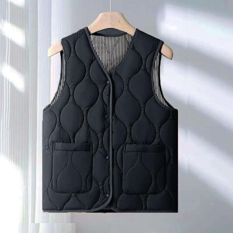 Spring, Autumn and Winter Down Cotton Vest Women's Light and Warm Vest Vest Loose Short Cotton Jacket Liner Elderly Man
