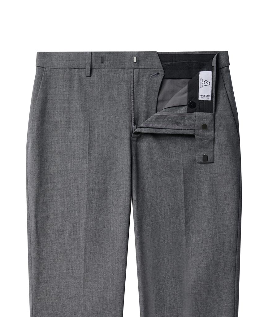 MUSINSA STANDARD Summer Wool Relaxed Tapered Hidden Banding Crop Slacks [Medium Gray]