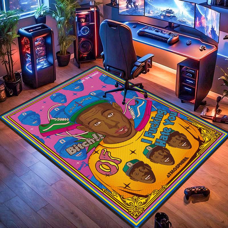 Hip-hop rapper rug, suitable for living room, bedroom, game room, computer room and home décor.