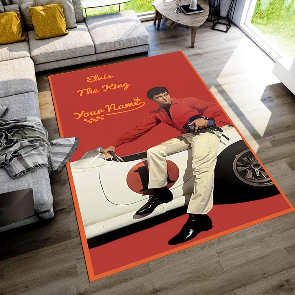 Elvis Presley Personalized Text Floor Rug Office Rug Design for Game Room Balcony Foyer Entryway Anti-slip Rug Decorate Offices Gift for Festivals