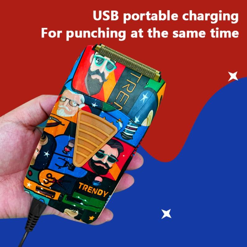 Professional Barber Hair Clipper Rechargeable Graffiti Electric Finish Cutting Machine Beard Trimmer Shaver Cordless Work
