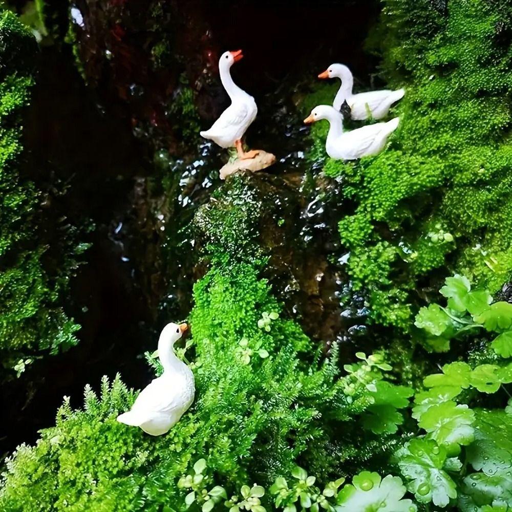 Handmade Mini Duck Statue Cute Micro Landscape Decoration White Duck Ornaments Home Decorations