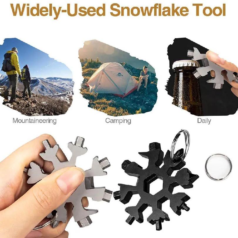 18-в-1 многофункциональный инструмент Snowflake для кемпинга на открытом воздухе, путешествий, приключений, повседневных инструментов для выживания, отверток из нержавеющей стали, открывашек для бутылок