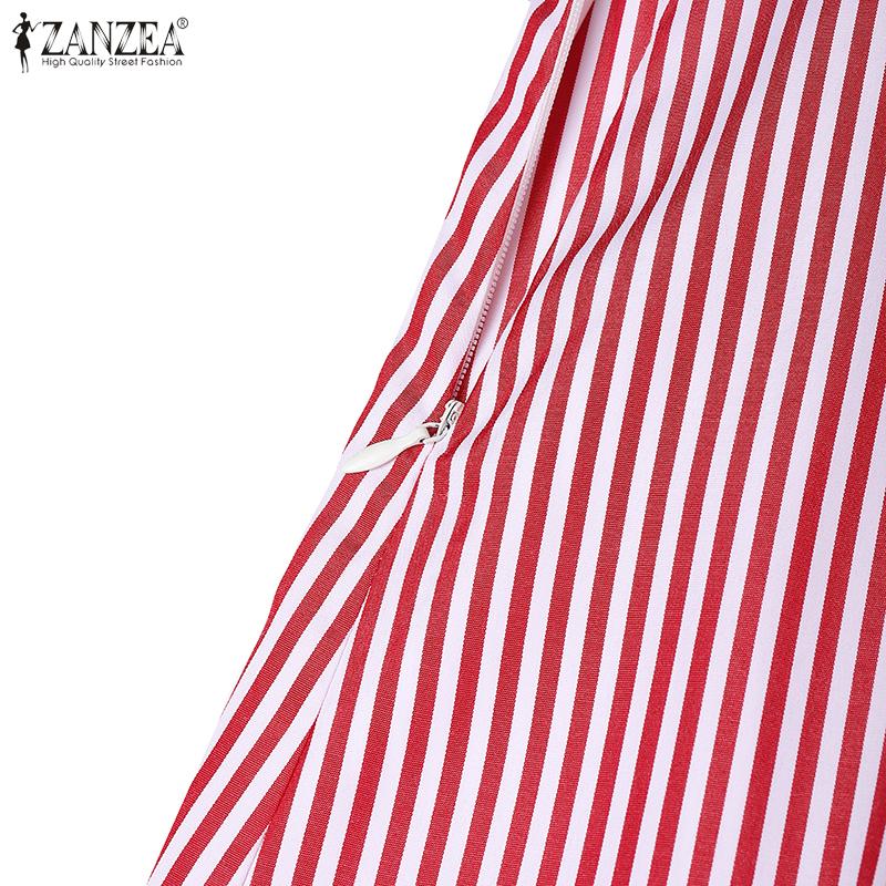 ZANZEA Элегантные женские полосатые повседневные длинные юбки-свинг на молнии