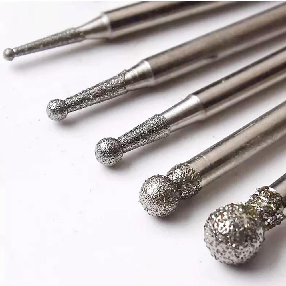 5Pcs Carve Precision Diamond Grinding Head 0.5mm-8mm Burring Sanding Drill Bit