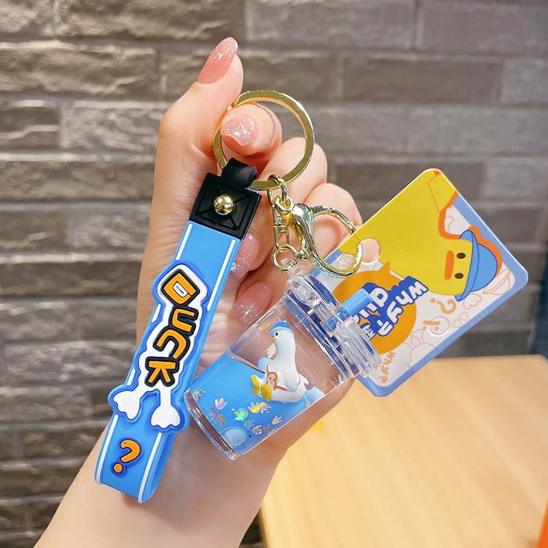 Cute Southeast Asian Keychain With Adorable Floating Duck Design Acrylic Material