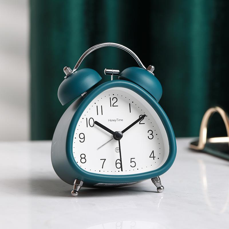 3-inch Metal Bedside Quiet Night Light Clock for Students and Office Workers