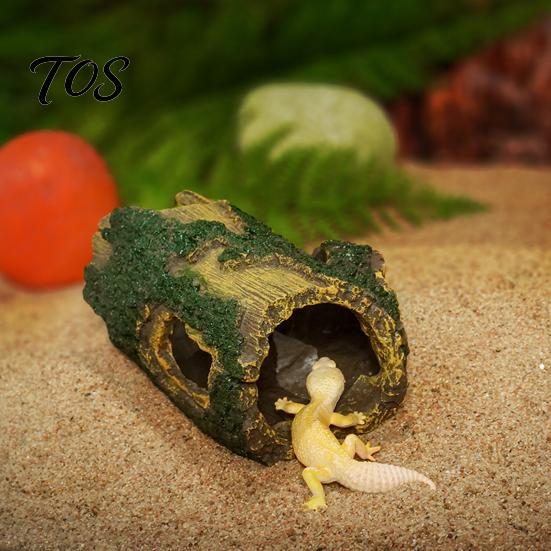 Aquarium Cave for Shrimp Rotten Tree Reptile Hideout, Hole Fish Breeding Tank Supplies Hide Cave, Gecko Shelter Terrarium Decoration Hiding