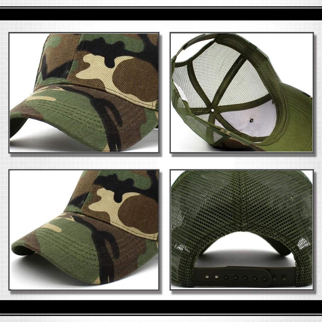 WHITE FANG Hat Cap Camouflage Military Mesh Casual Survival Game Outdoor CA277 Camouflage Men's (01 Gray)