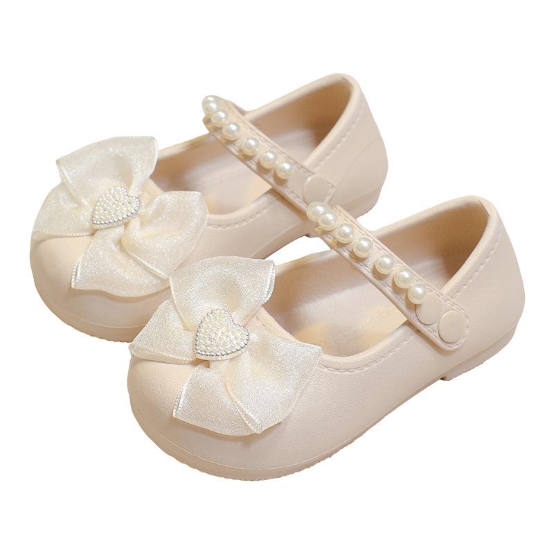 Детские лоферы-туфли EVA 2025 для девочек - Однотонная обувь с декором-бантом для весны, лета и осени