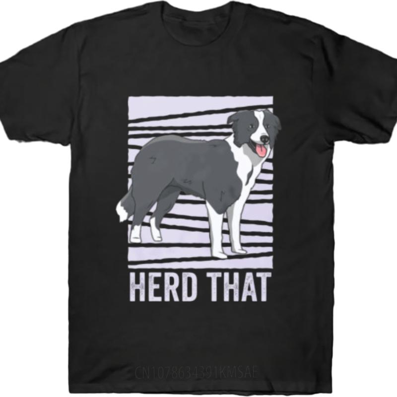 Printed Teeshirt Round Neck T Shirt Daily Wear Border Collie Standing On Stripes Herd That Fashionable Top Tees Unisex Tshirt