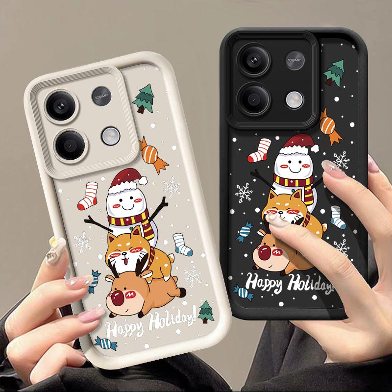 Чехол для телефона Merry Christmas Snowman Elk Print для Xiaomi 13T Pro 11T Poco F6 X6 Redmi Note 13 12 11 Pro 10, мягкий матовый противоударный защитный чехол из ТПУ