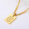 Gothic A -Z Initial Letter Statement Necklace For Women Men Stianless Steel Square Letter Rectangle Medallion Choker Jewelry