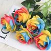 10 Pcs Silk Flowers with Stems Rainbow Fake Roses 50cm Artificial Flowers Fake Artificial Roses for Home Wedding Hotel Office Centerpiece Decor