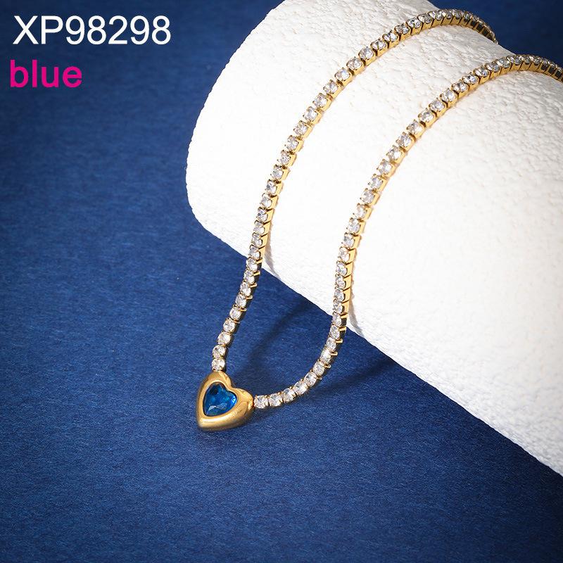 Fashion Love Heart Zircon Jewelry Set, Stainless Steel Necklace Bracelet Stud Earrings, Luxury Versatile Women's Jewelry Bulk