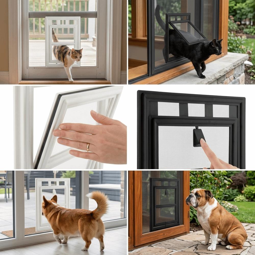 L Shaped Frame Cat Screen Door Mesh Screen Surface Two Way Pet Access Mini Breed Puppy