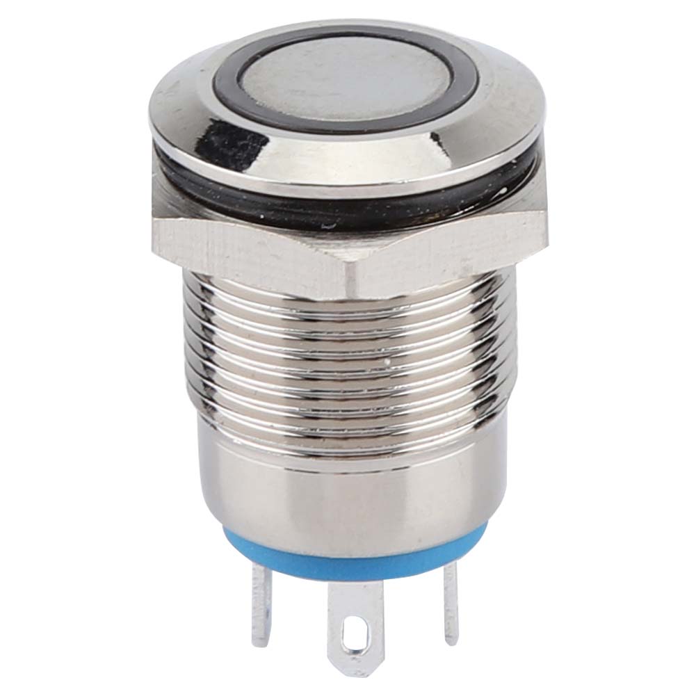 50pcs 12mm Metal Momentary Push Button Switch Auto Reset Flat Head 24V LED Light 4 Pin (Green)