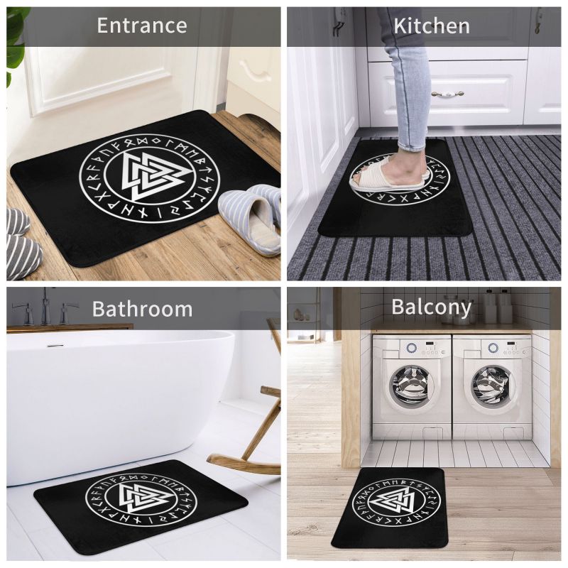 Viking Odin Valknut Runes Front Door Floor Entrance Mats Norse Vikings Valhalla Kitchen Bathroom Doormat Garage Carpet Rug