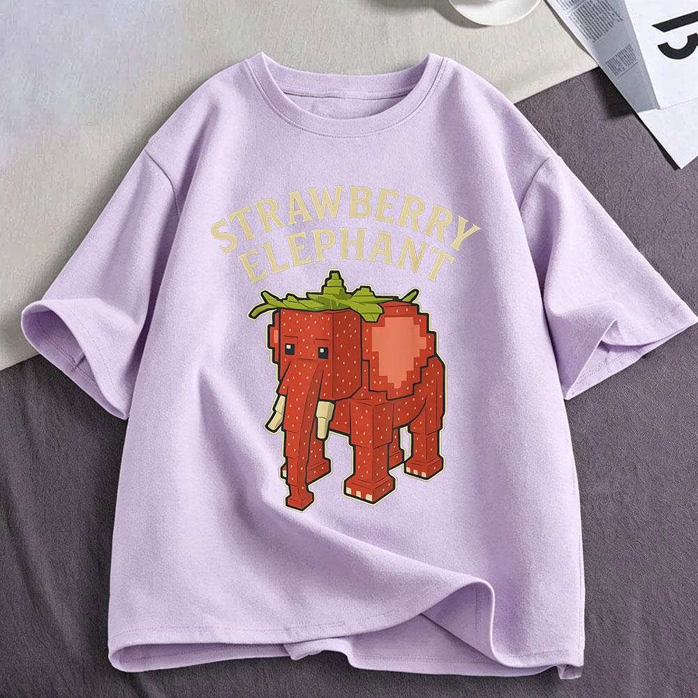 Strawberry Elephant Funny Italian Brainrot Meme T Shirt Unisexs Unisex Clothing Fashion Cotton Oversized Short Sleeve Tshirts Tops