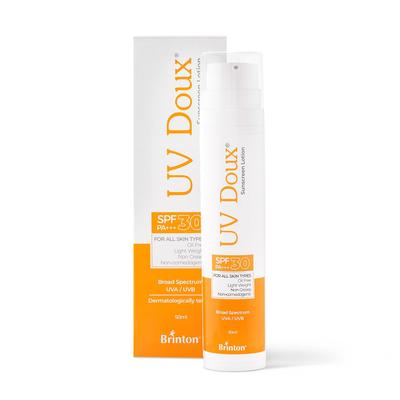 Солнцезащитный лосьон UV Doux SPF 30 | Нежирный, легкий, нежирный | Защита от UVA/UVB-лучей | Для всех типов кожи | Протестировано дерматологами | 50 мл