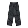 High Street American Style Moto Faux Leather Pants Loose Wide Leg Cargo Trousers Teens
