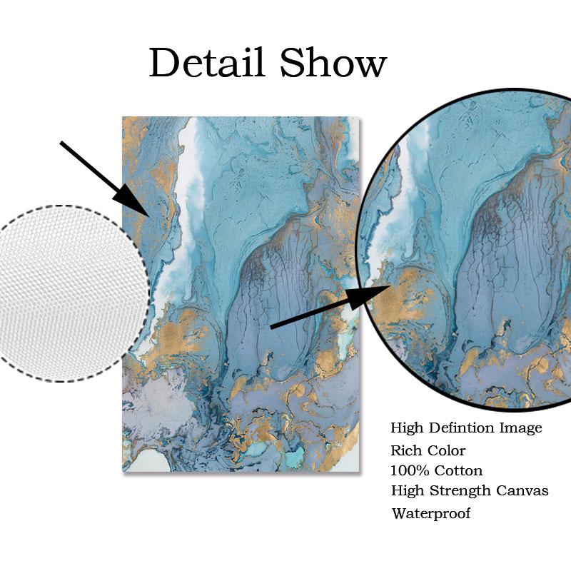 Marble Wall Art Canvas Painting Abstract Pictures Blue and White Canvas Art Posters and Prints Modern Home Living Room Decor