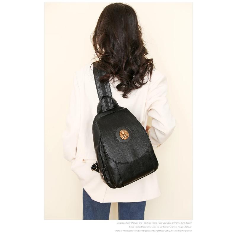 Мягкий кожаный рюкзак для женщин 2025 Новый модный маленький рюкзак нагрудная сумка ретро повседневный многоцелевой одноплечевой рюкзак
