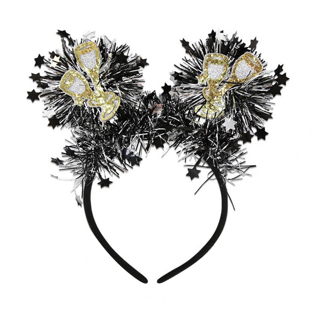 Number-shaped Logo Headband 2026 Logo Hairband 2026 New Year Headband with Glitter Letters Tinsel Hairband Wine for Countdown