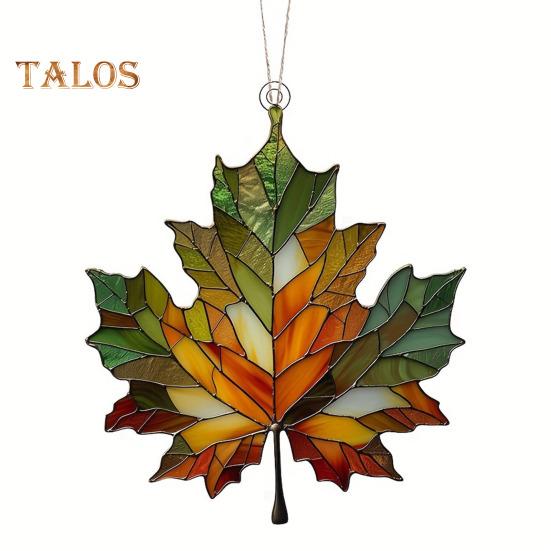 Maple Leaf Acrylic Pendant 3.9inch Window Wall Hanging Ornament Fall Maple Panel Suncatcher for Harvest Thanksgiving Autumn Party Supplies